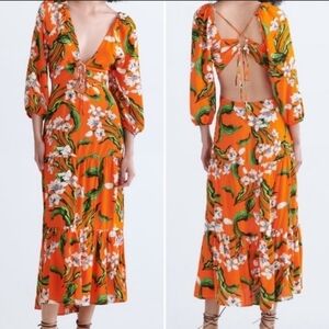 NWT ZARA MULTICOLORED CUT OUT PRINTED DRESS  SIZE XS